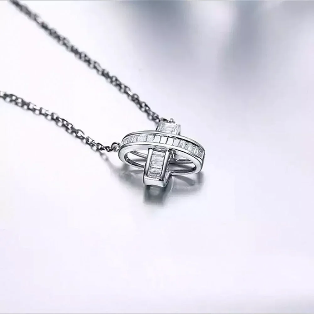💞X Shape Link Chain Factory Price Zircon Delicate Fashion Necklace, EVGG1098